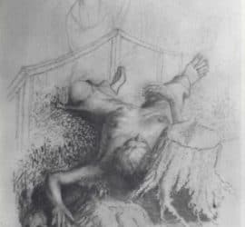 Sketch by Lew Wallace of a fallen Union soldier in Andersonville Prison Camp