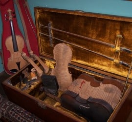 A box of violin parts, which Lew Wallace was learning to make