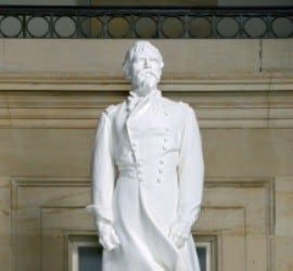 A statue depicting Lew Wallace in white marble; it is in Statuary Hall in Washington, D.C.