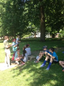 Camp participants work on architectural sketches