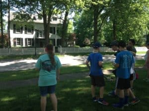 Camp participants view Elston Homestead