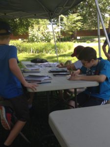 Camp participants work on a project