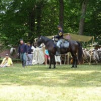Civil War reenactors in encampment