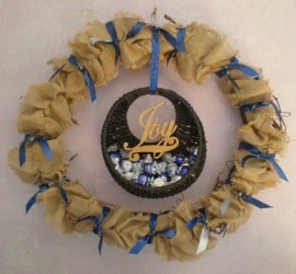 A Christmas wreath decorated with candy