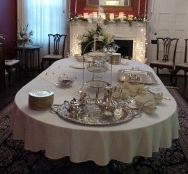 A table set for high tea at Christmas time