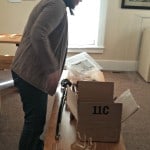 Associate Director Amanda McGuire prepares to display Lew Wallace's sword