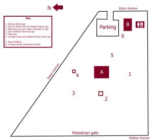 Map of the General Lew Wallace Study & Museum grounds walking tour
