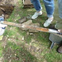 A core sample taken during archaeology done on the reflecting pool