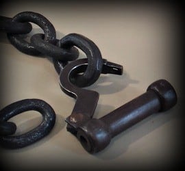 Iron manacles Lew Wallace had struck from former slave Maggy Toogood's neck