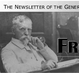 Newsletter masthead grayscale image featuring Lew Wallace and the newsletter title