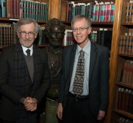 Dr. Robert E. May and Steven Spielberg at the Lincoln Book Prize event