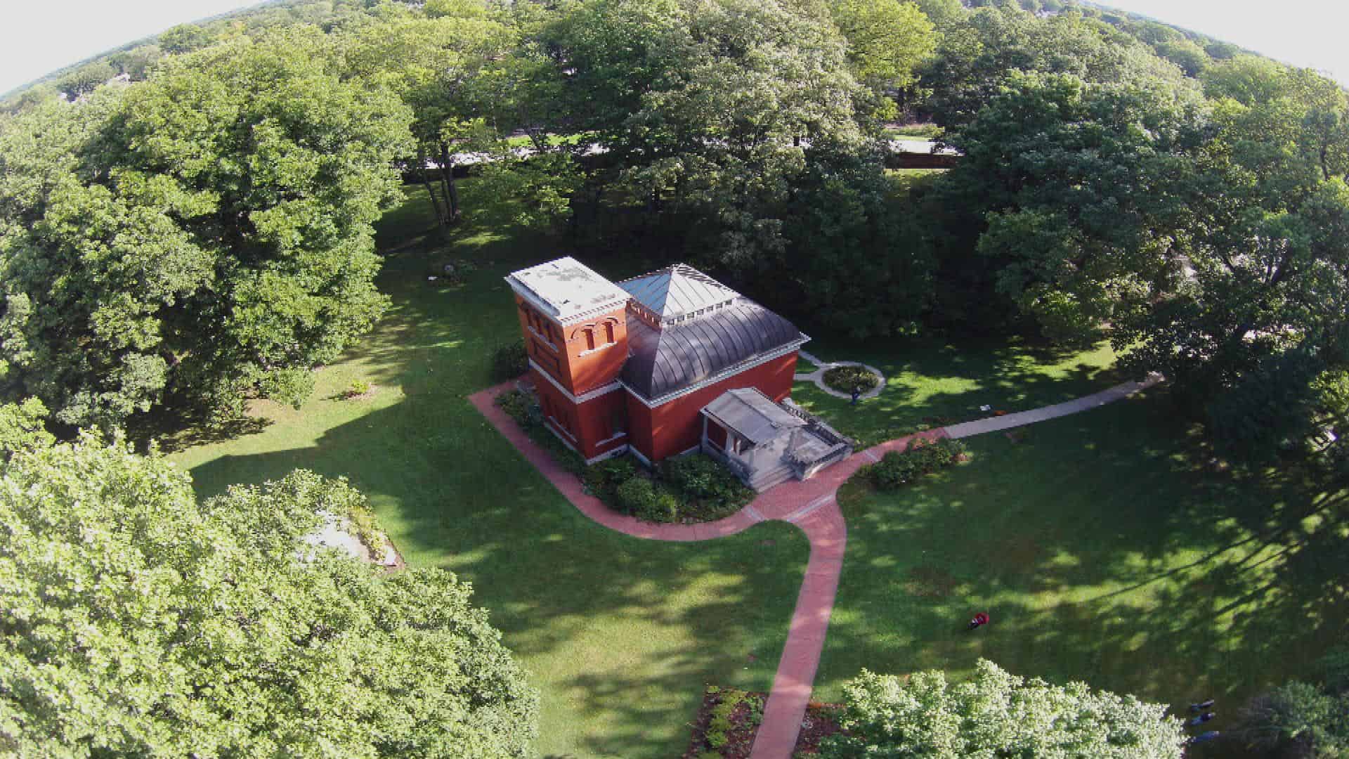 Aerial shot depicting General Lew Wallace's Study & surrounding grounds