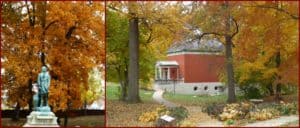 Lew Wallace's Study in autumn with colored leaves on the trees