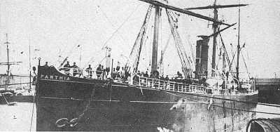 The S.S. Parthia steamship in port in 1870