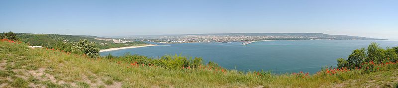 A panoramic photo of Varna Bay in Bulgaria, Europe