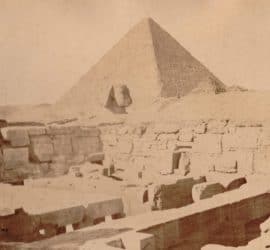 Note the Sphinx head in front of the pyramid; Susan purchased this photograph in Egypt